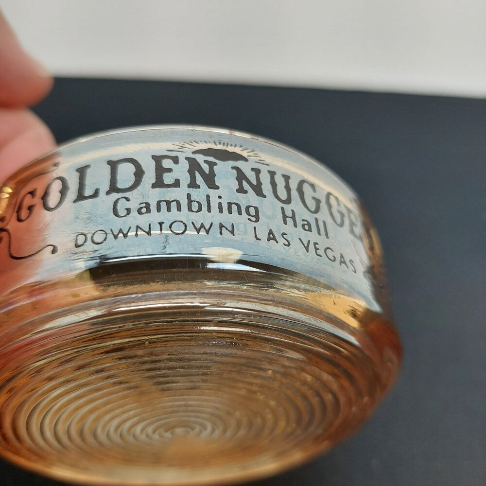 VTG Old Las Vegas Golden Nugget Gambling Hall Ashtray Iridescent Amber Color - Picture 3 of 6